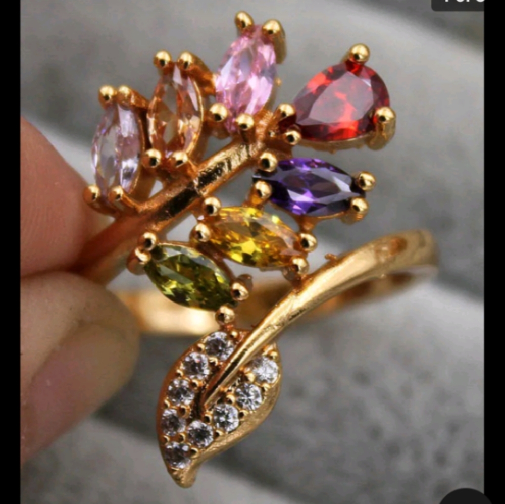 New size 8 multi color cz gold filled ring